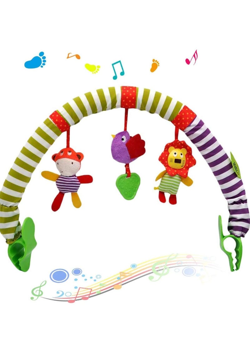 Generic - Baby Infant Kid Toy Soft Plush Stroller Clip Bed Crib Pram Hanging Animals Zebra Lion Monkey Arch Squeak Rattle Teether Activity Bar with - Image 1