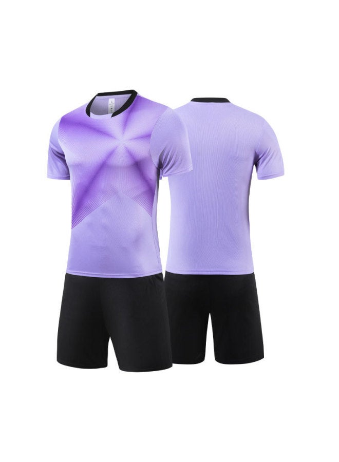 Short-Sleeved Football Uniform Suit for Adults and Children, Quick-Dry Breathable Training Jersey, Purple