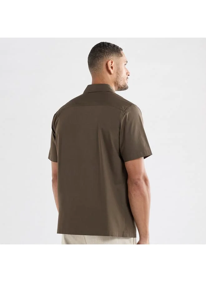 Splash FAV Leaf Applique Detail Shirt with Short Sleeves