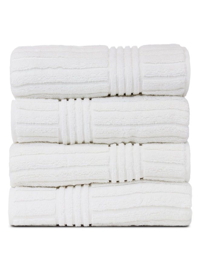 BC BARE COTTON Luxury Hotel & Spa 100% Natural Turkish Cotton Ribbed Channel Pattern Bath Towel (Set of 4), White - Image 1