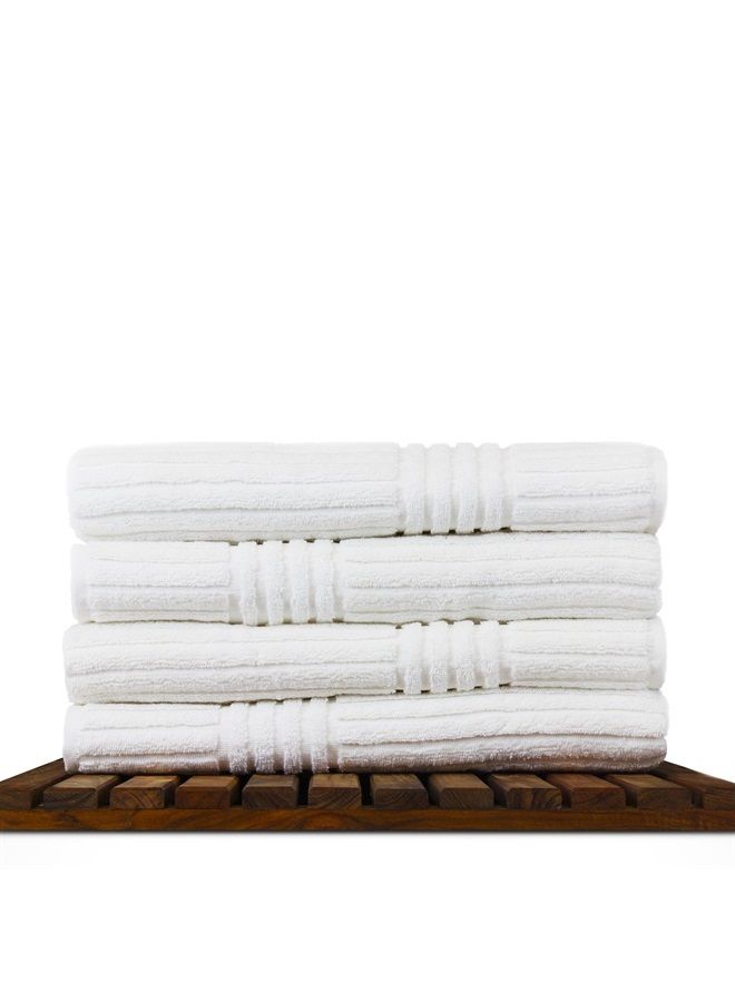 BC BARE COTTON Luxury Hotel & Spa 100% Natural Turkish Cotton Ribbed Channel Pattern Bath Towel (Set of 4), White - Image 2