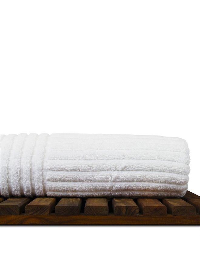 BC BARE COTTON Luxury Hotel & Spa 100% Natural Turkish Cotton Ribbed Channel Pattern Bath Towel (Set of 4), White - Image 3