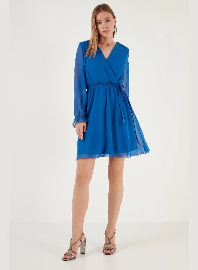 Lela Lela Double-Breasted Chiffon Mini Dress with Tie Detail Women's DRESS 6051467