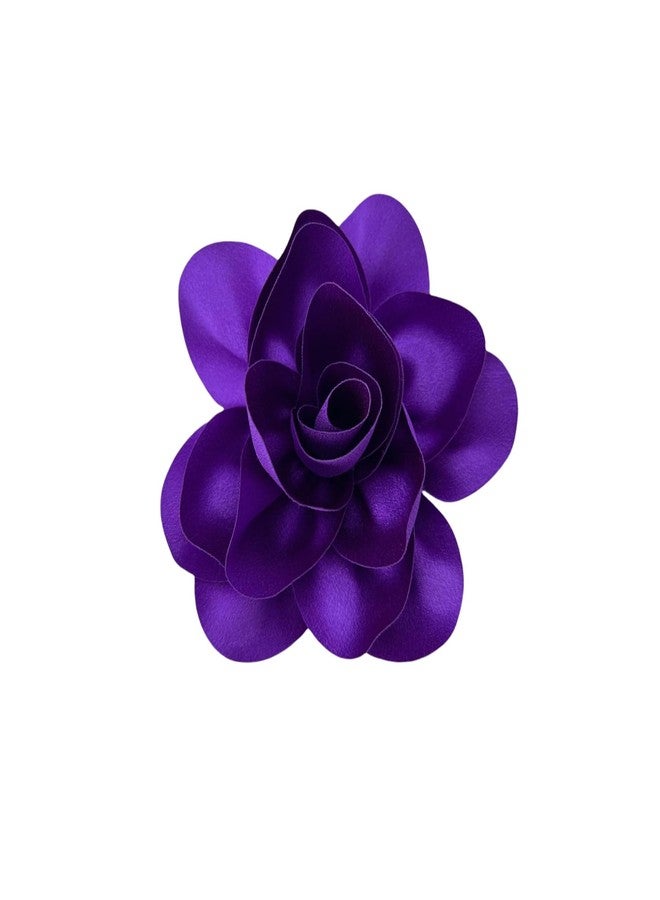 FUTIMELY Dainty Satin Fabric Rose Flower Large Brooch Pin Handmade Big Camellia Brooch Lapel Pins Wedding Party Dance Banquet Dress Suit Ceremony Clothes Accessories Jewelry Gifts for Women (Purple)
