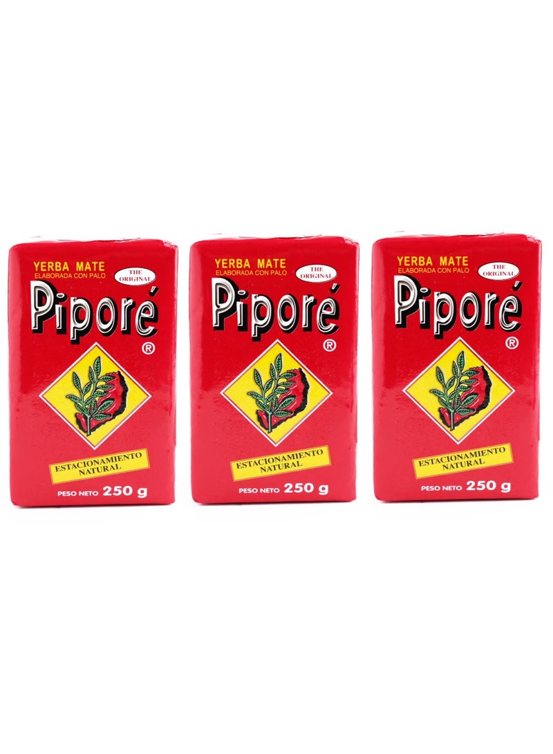 Pipore Pack of 3 Yerba Mate Elaborada Con Palo - 3x250g 