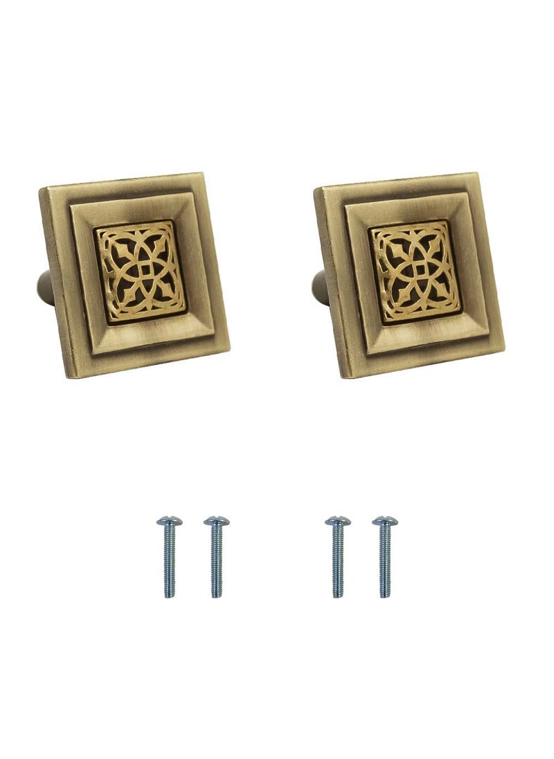 HYDERON HYDERON GoldAntique Brass Cabinet KnobWardrobe Door KnobsCupboard Drawer Pull HandleKitchen Drawer KnobPulls Knob_S158_Gold Antique 2 Pcs  - Image 1
