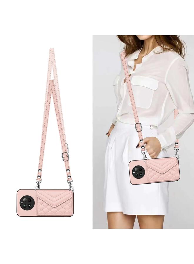 اس-توب جراب لهاتف Realme 12 Pro / 12 Pro+ جراب بطاقة RFID بملمس معيني مع حبل طويل - Image 2