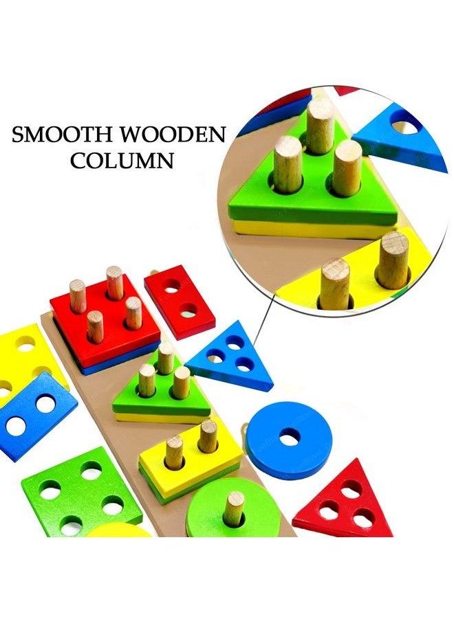 FunBlast - Shape Sorting Toys Stacking Plugging Shape Matching Toy Column Matching Geometry Shapes Blocks For Kids;Boys - Image 1