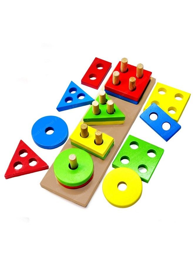 FunBlast - Shape Sorting Toys Stacking Plugging Shape Matching Toy Column Matching Geometry Shapes Blocks For Kids;Boys - Image 1