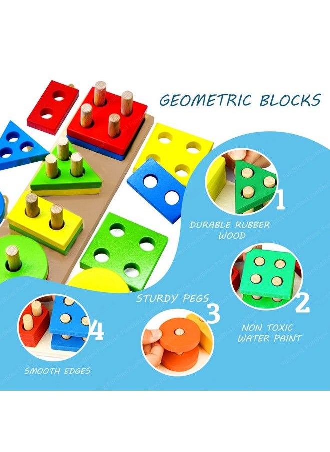 FunBlast - Shape Sorting Toys Stacking Plugging Shape Matching Toy Column Matching Geometry Shapes Blocks For Kids;Boys - Image 1