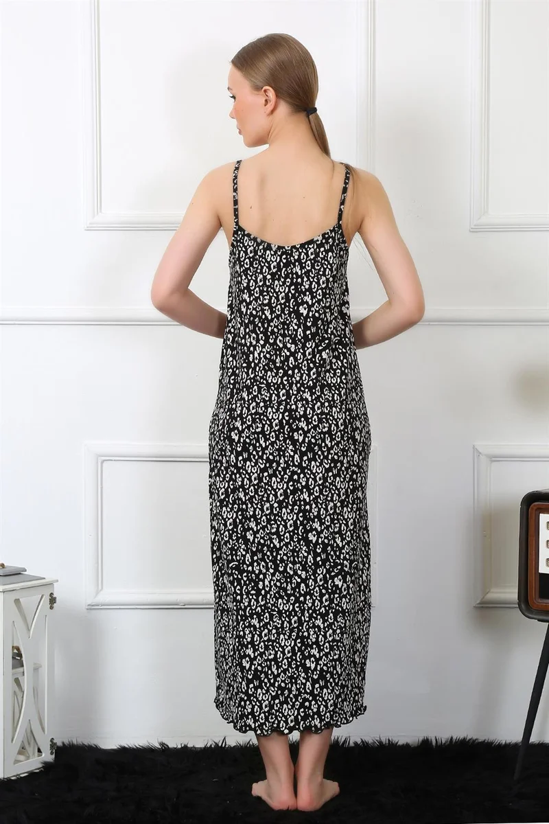 اليش شيل بيزي Women's Long Nightgown With Rope Strap 824