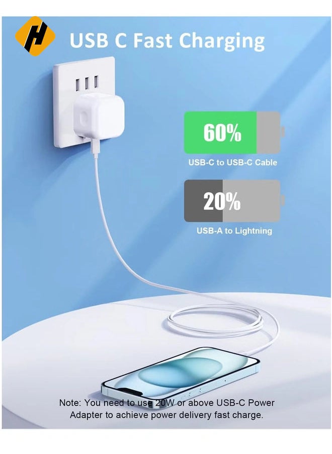 HuHa - 2-Pack USB Type-C Fast Charger for iPhone 15 and Samsung Galaxy – 20W UK Wall PD Adapter with USB-C to C Cable - Image 1