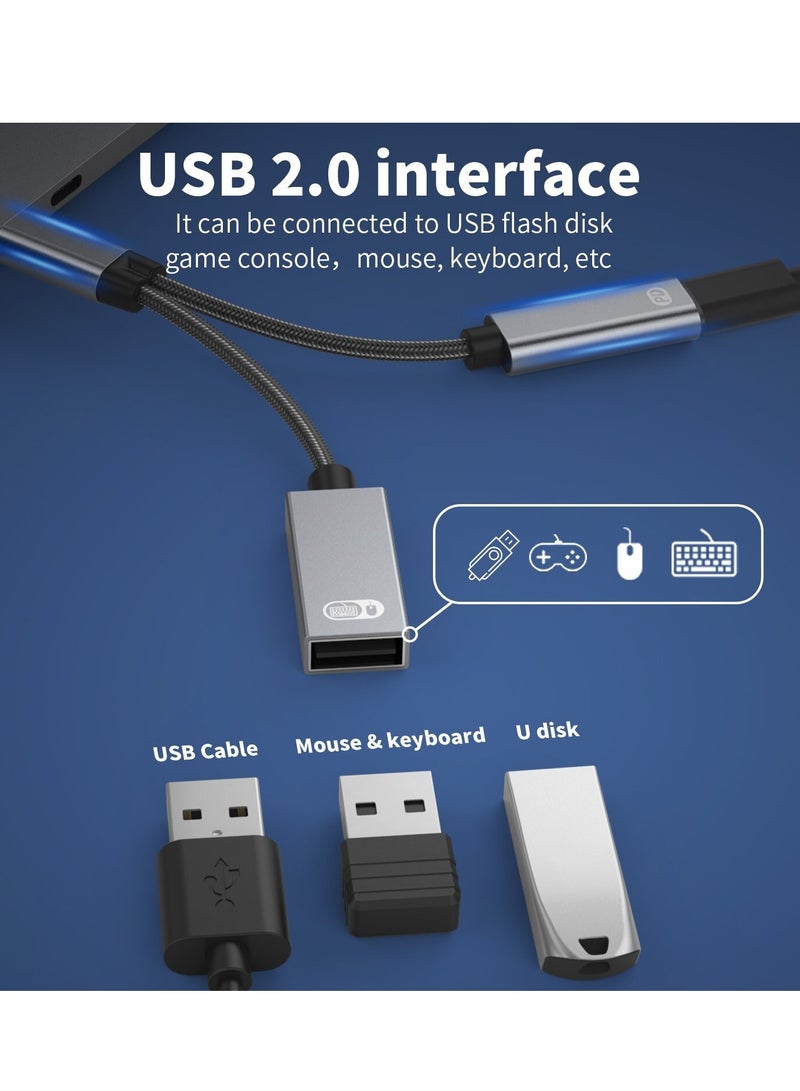USB C OTG Cable Phone Adapter 2in1 Type C Male to USB C Female Charging Port with USB Female Splitter Adapter for Samsung Google - Image 2