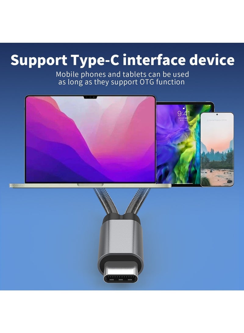 USB C OTG Cable Phone Adapter 2in1 Type C Male to USB C Female Charging Port with USB Female Splitter Adapter for Samsung Google - Image 3