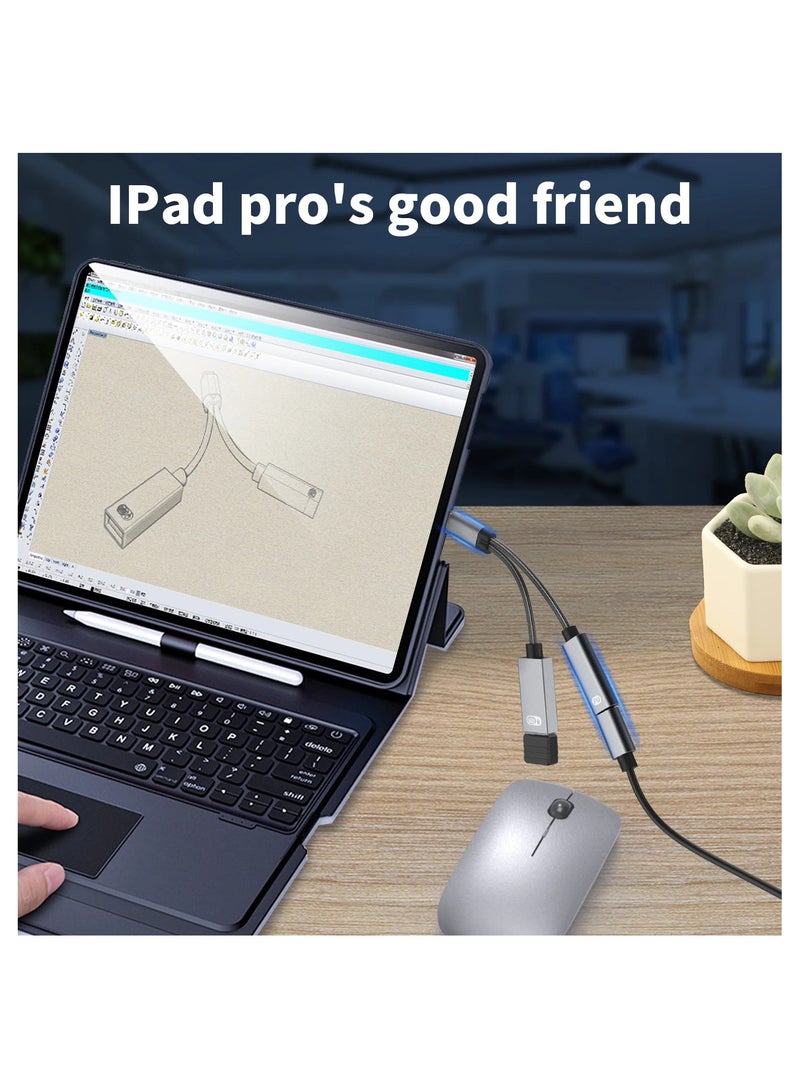 USB C OTG Cable Phone Adapter 2in1 Type C Male to USB C Female Charging Port with USB Female Splitter Adapter for Samsung Google - Image 4