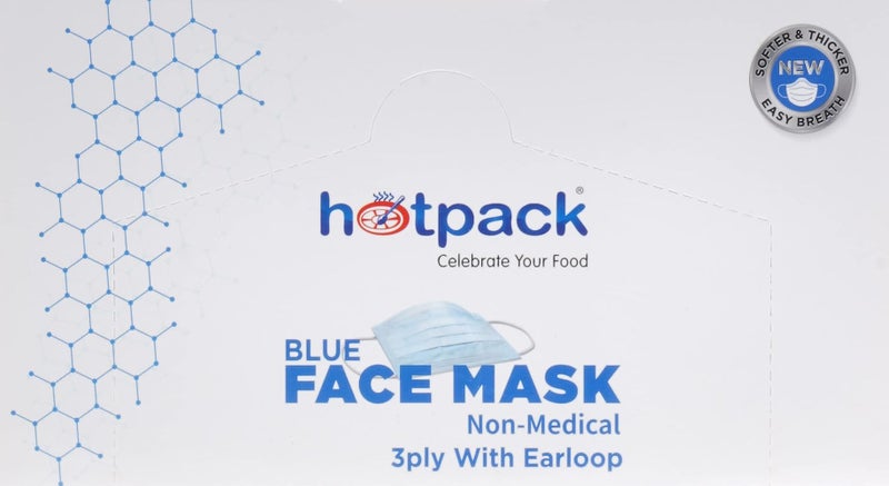 Hotpack Disposable hygiene protective Blue Face Mask 3 Ply, 50 Pieces - Image 2