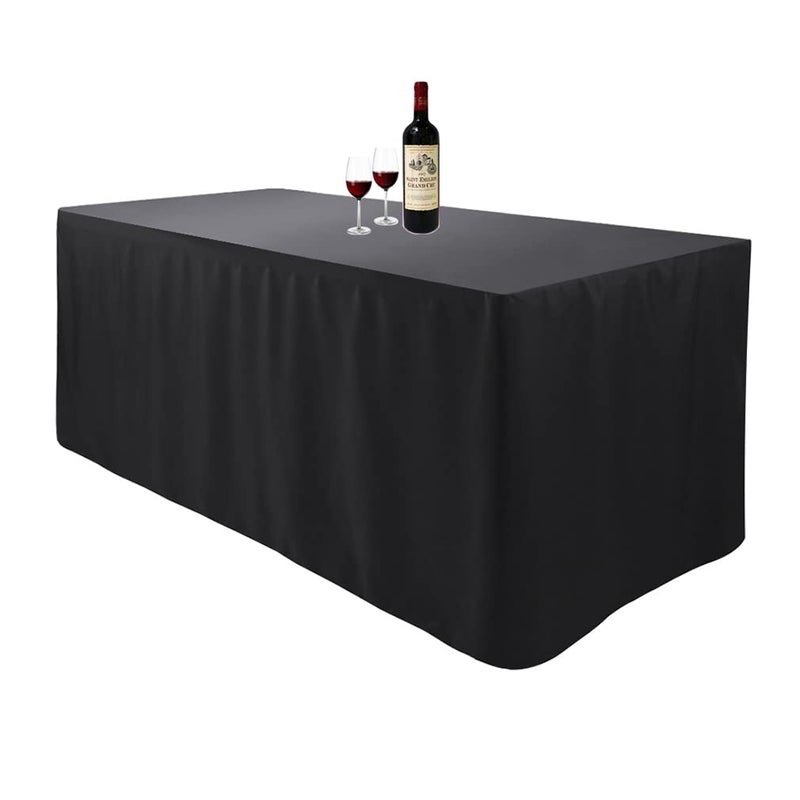 Waysle Waysle 4 Feet L x W 48X30 Rectangle Fitted Tablecloth for Wedding Party BanquetPolyester Cloth Fabric Cover Black 