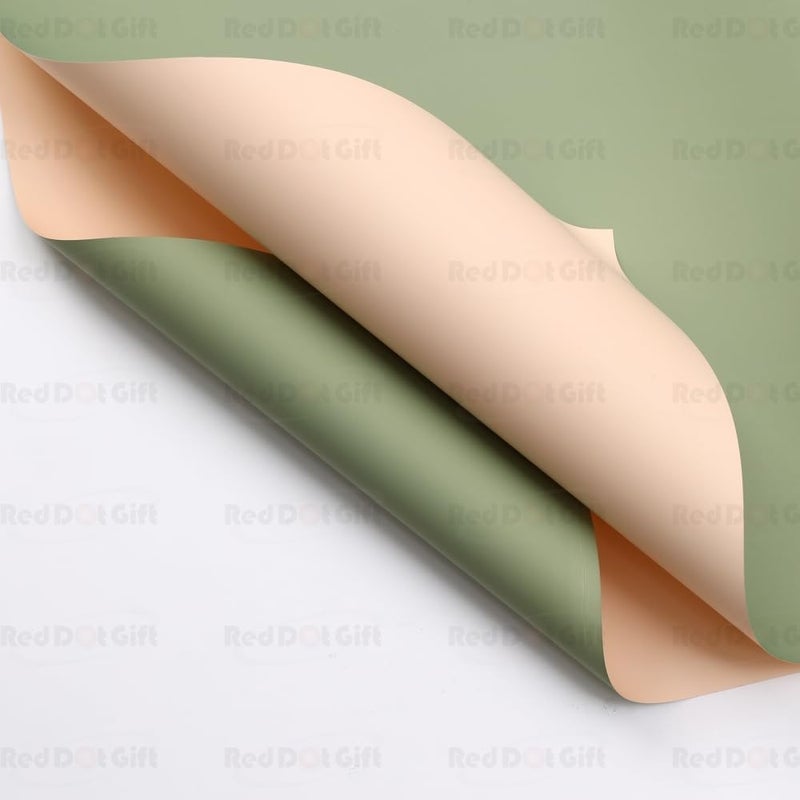 Red Dot Gift REDDOTGIFT Pack of 20 Sheets Gift Wrapping Paper 57x57cm, Double Face Flower Wrap Paper Waterproof Floral Bouquet Packing Paper DIY Craft Gift Packing (13# CHAMPAGNE + MATCHA) - Image 5