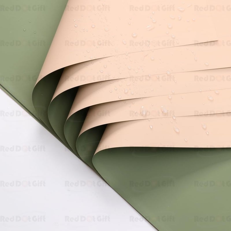 Red Dot Gift REDDOTGIFT Pack of 20 Sheets Gift Wrapping Paper 57x57cm, Double Face Flower Wrap Paper Waterproof Floral Bouquet Packing Paper DIY Craft Gift Packing (13# CHAMPAGNE + MATCHA) - Image 4
