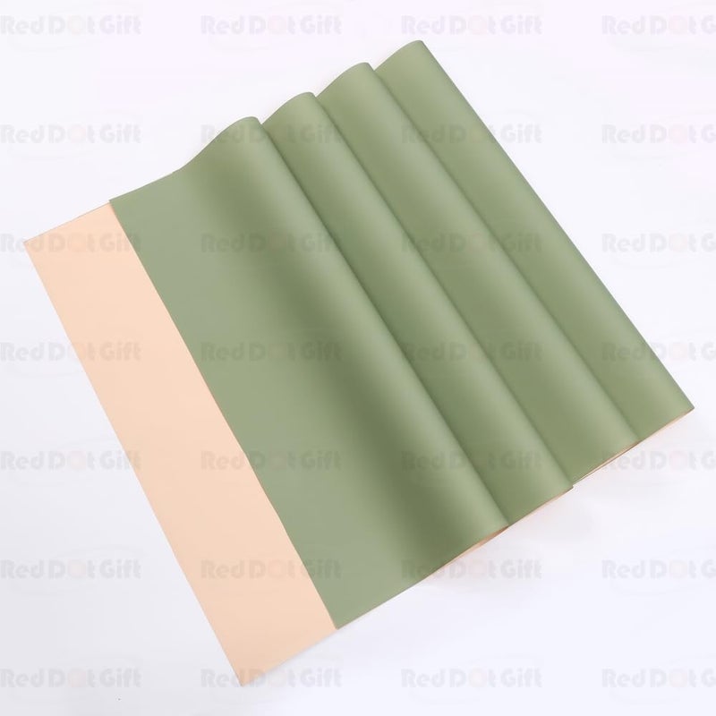 Red Dot Gift REDDOTGIFT Pack of 20 Sheets Gift Wrapping Paper 57x57cm, Double Face Flower Wrap Paper Waterproof Floral Bouquet Packing Paper DIY Craft Gift Packing (13# CHAMPAGNE + MATCHA) - Image 2