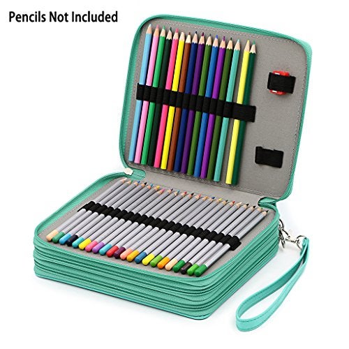 BTSKY Deluxe PU Leather Pencil Case For Colored Pencils 120 Slot Pencil Holder with Handle Strap Handy Colored Pencil Box LargeGreen - Image 3