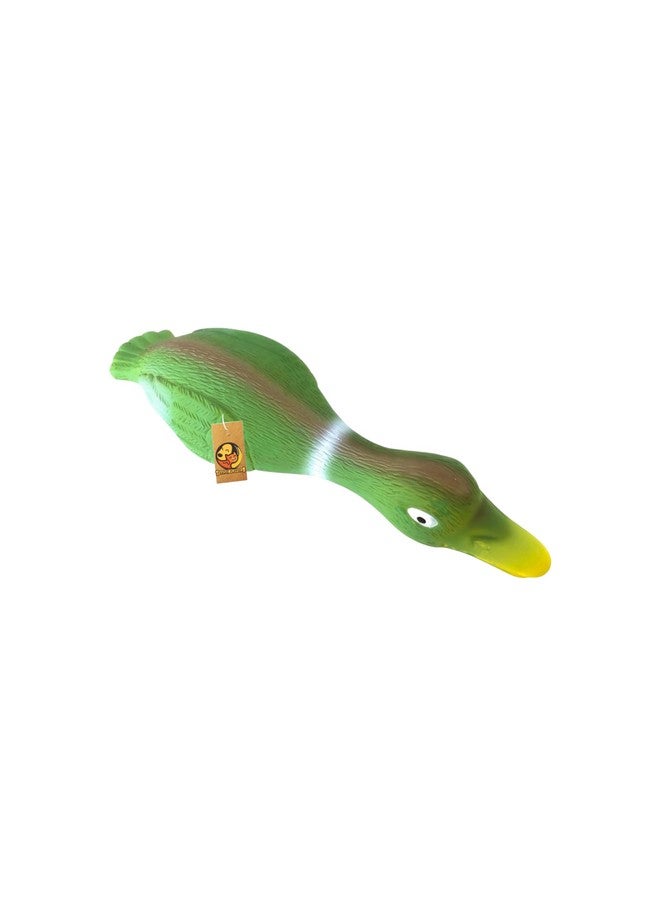 Dog Squeaky Chew Latex Rubber Toy - (Green Mallard Duck) | For Small Dogs & Puppies | Durable, Soft, Animal Design, Fetch & Chew Safe Play Toy | Reduce Separation Anxiety (Size: 30.5Cm) - Image 1