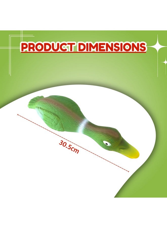 Dog Squeaky Chew Latex Rubber Toy - (Green Mallard Duck) | For Small Dogs & Puppies | Durable, Soft, Animal Design, Fetch & Chew Safe Play Toy | Reduce Separation Anxiety (Size: 30.5Cm) - Image 2
