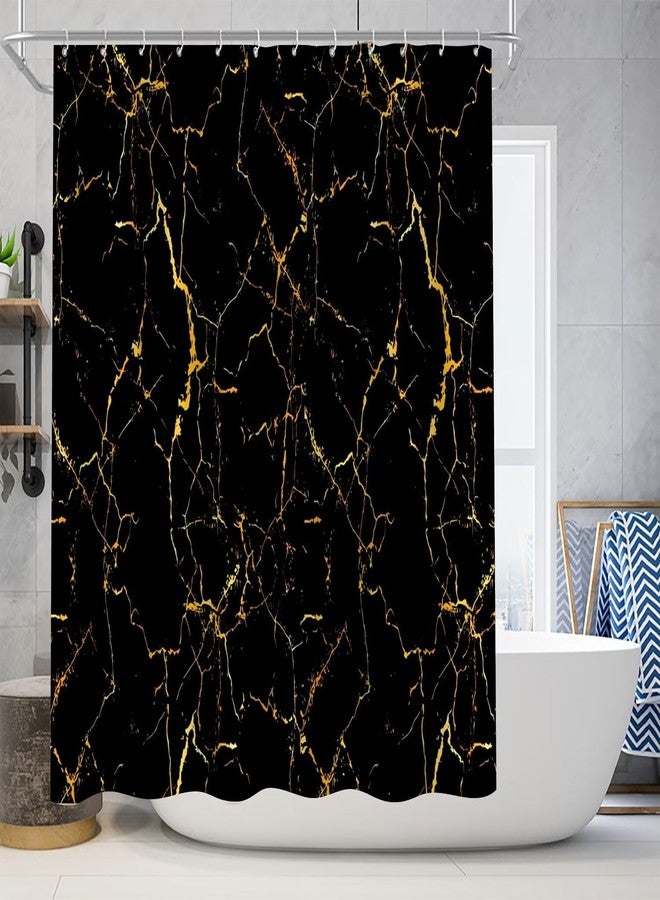 AZHM 4Pcs Shower Curtain Sets Black and Gold Marble Bathroom Sets with Shower Curtain and Rugs and Accessories Luxury Bathroom Curtain Decor Sets with 12 Hooks - Image 2