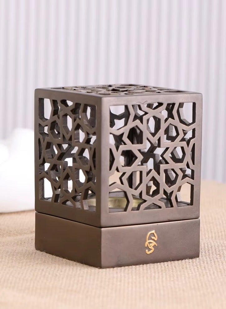 Premium Arabic Bakhoor Burner Champagne  – Elegant Geometric Metal Incense Holder | Modern Mabkhara for Home, Ramadan, Gifting - Image 1