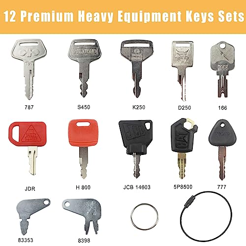 MANUTEX 12 Heavy Equipment Key Set Replacement for Caterp-illar JD Bob-cat Hy-Ster Komat-su Forklifts Excavators Ca-se Do-zers - Image 2