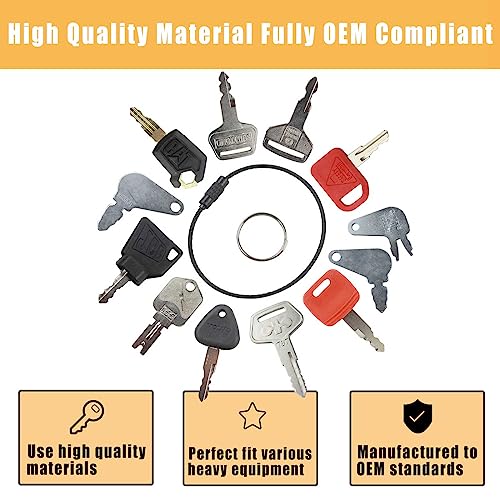 MANUTEX 12 Heavy Equipment Key Set Replacement for Caterp-illar JD Bob-cat Hy-Ster Komat-su Forklifts Excavators Ca-se Do-zers - Image 3