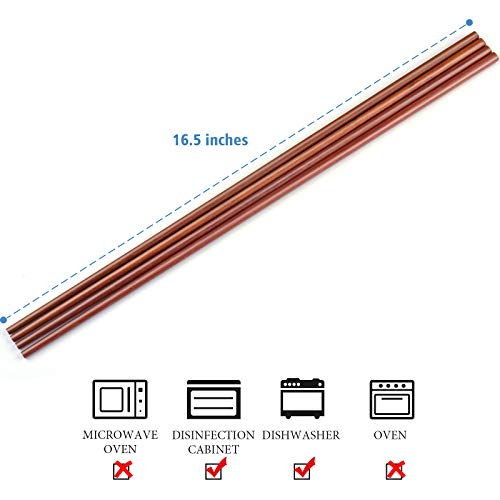 GLAMFIELDS 16.5 Inches Wooden Cooking Chopsticks Reusable for Noodles Frying Hotpot Extra Long Kitchen Chop Sticks Brown 2 Pairs - Image 3