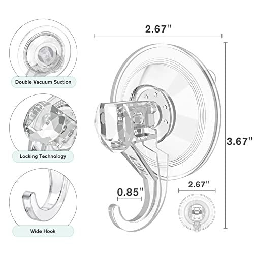 VIS'V Wreath Hanger, Large Suction Cup Wreath Hooks, Heavy Duty, 22 LB Capacity, Removable and Reusable, Clear, 4 Pcs - Image 4