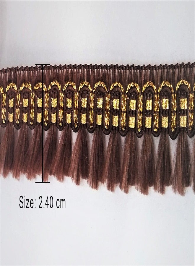 Mezin Glitter Fumaki Tassel Decorative Festival Packaging Ribbon, Lace Trimmings, Bridal Lehenga, Saree, Anarkali, Indian Fashion Sari Border Ribbons (Coffee) - Image 2