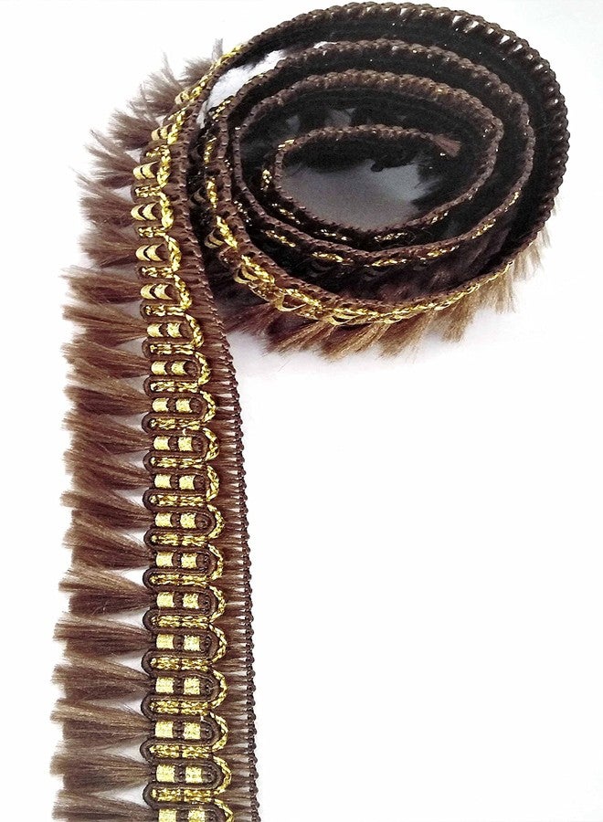 Mezin Glitter Fumaki Tassel Decorative Festival Packaging Ribbon, Lace Trimmings, Bridal Lehenga, Saree, Anarkali, Indian Fashion Sari Border Ribbons (Coffee) - Image 1