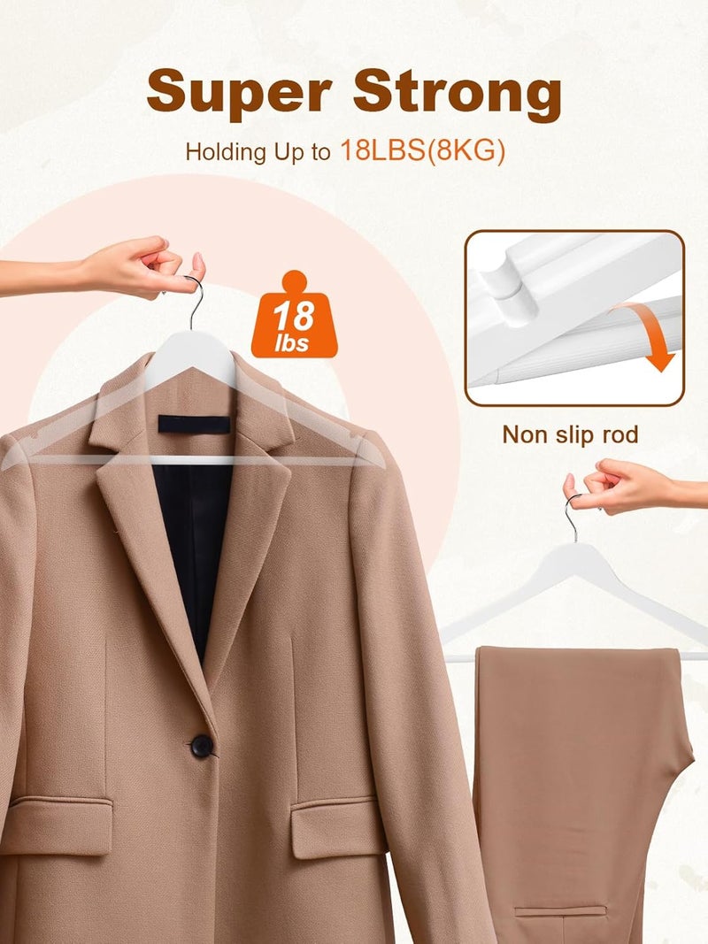 HOUSE DAY 20 Pack White Wooden Suit Hanger Non-Slip Cloth Hangers Wooden Clothes Hanger Smooth Finish Wooden Coat Hanger Premium Wooden Hangers for Clothes Dress Suit. - Image 3