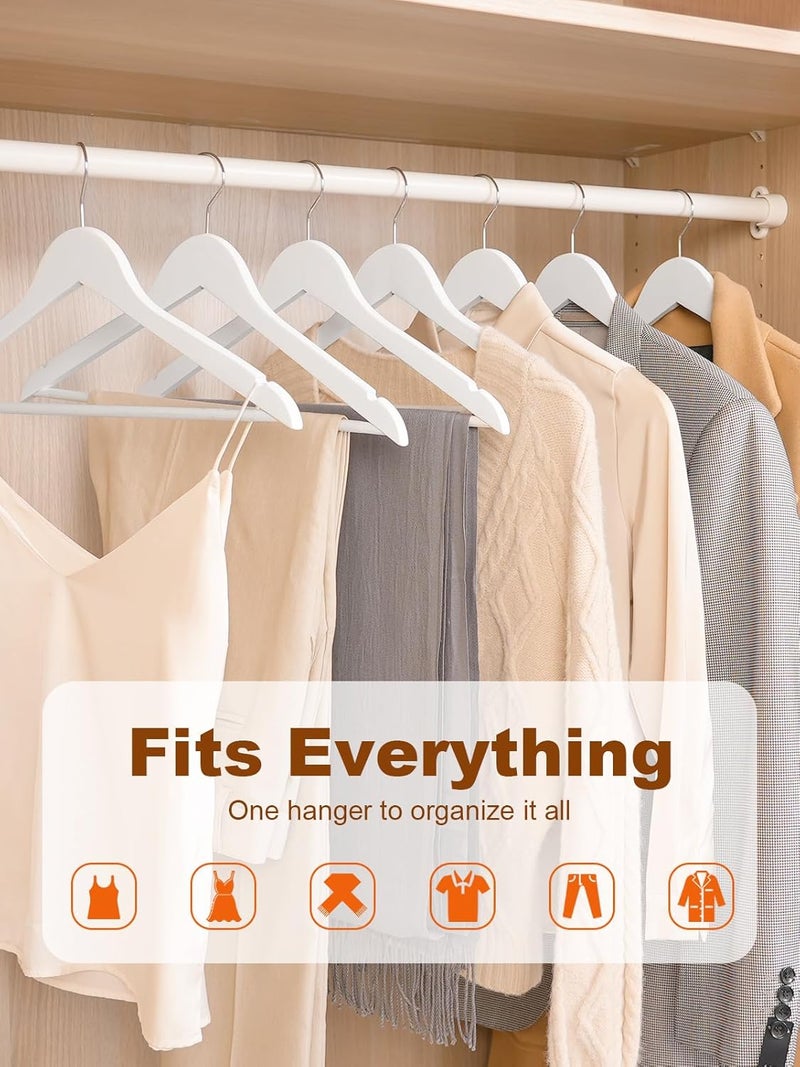 HOUSE DAY 20 Pack White Wooden Suit Hanger Non-Slip Cloth Hangers Wooden Clothes Hanger Smooth Finish Wooden Coat Hanger Premium Wooden Hangers for Clothes Dress Suit. - Image 5
