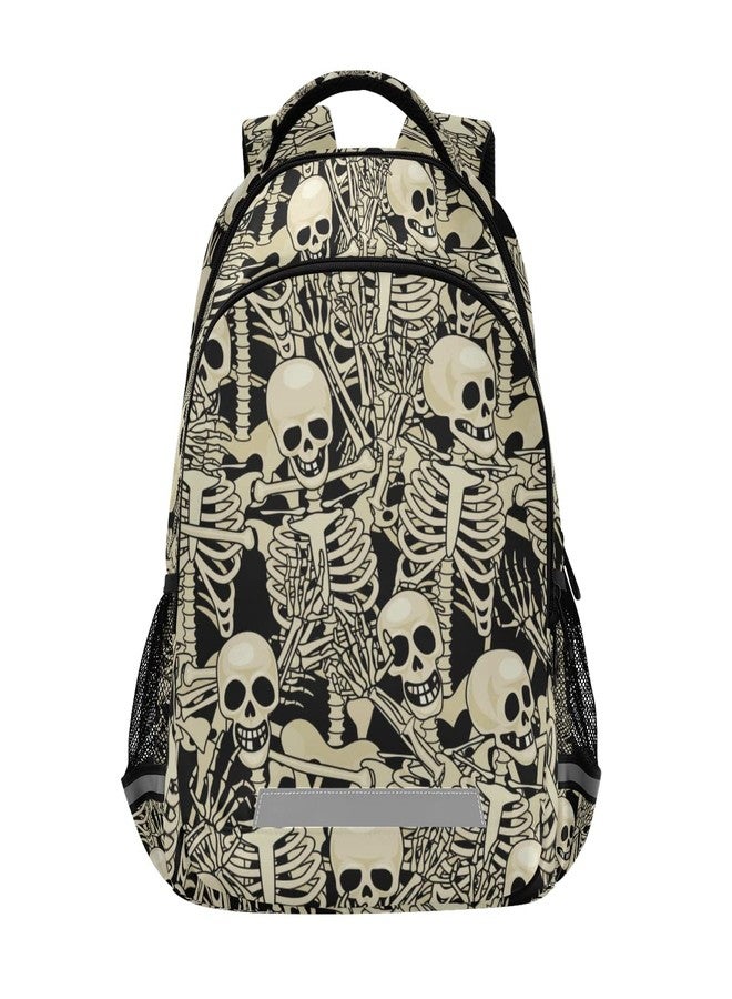 Glaphy Gothic Skulls Skeletons Backpacks Laptop School Book Bag Lightweight Daypack for Women Men Teens Kids - Image 1