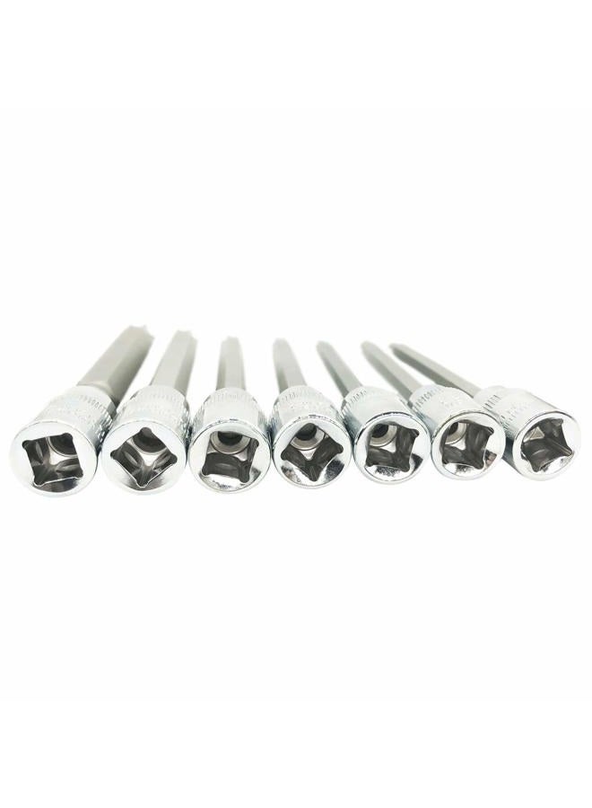 mainpoint Extra Long Torx Star Bit Socket Set 7 Piece T25-T60 CR-V"3/8" Drive 110mm(Torx) - Image 4
