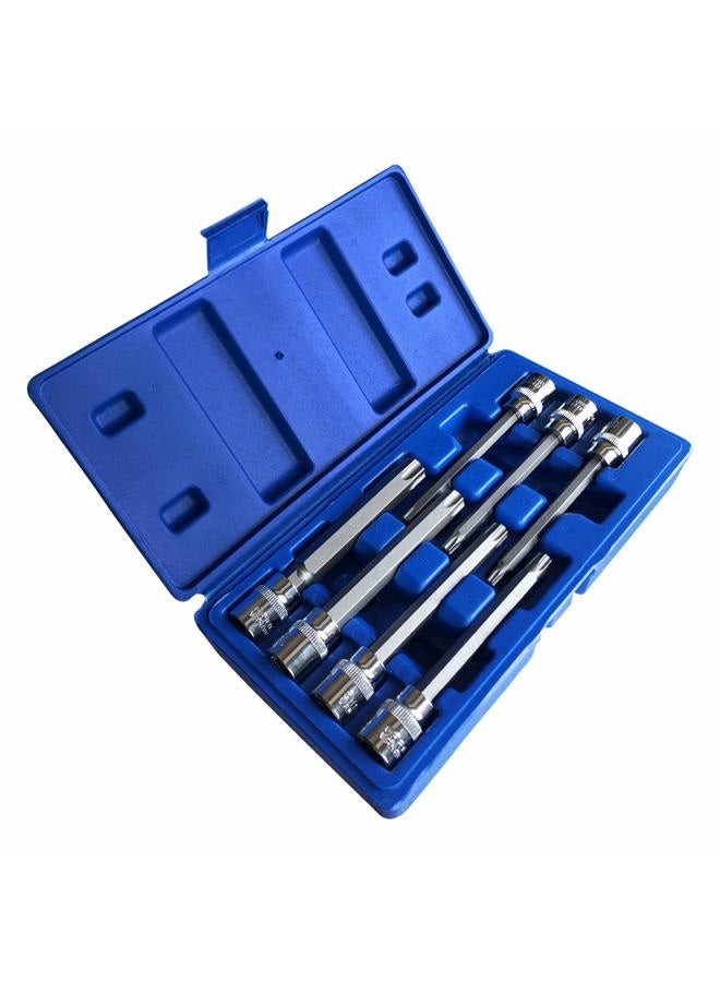 mainpoint Extra Long Torx Star Bit Socket Set 7 Piece T25-T60 CR-V"3/8" Drive 110mm(Torx) - Image 1