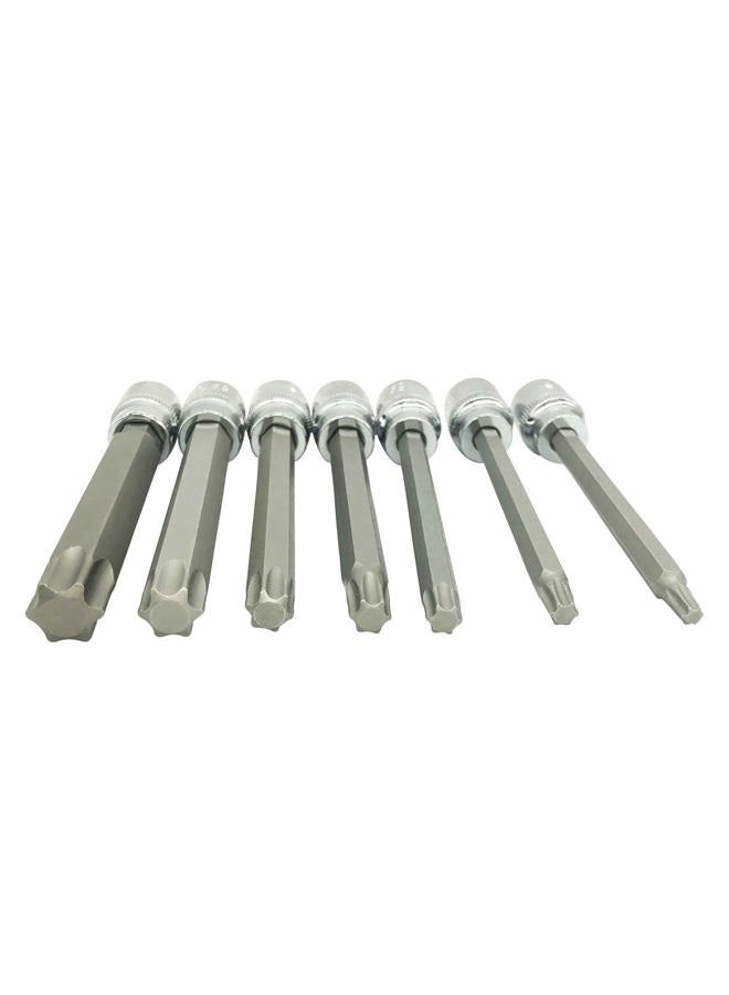 mainpoint Extra Long Torx Star Bit Socket Set 7 Piece T25-T60 CR-V"3/8" Drive 110mm(Torx) - Image 3