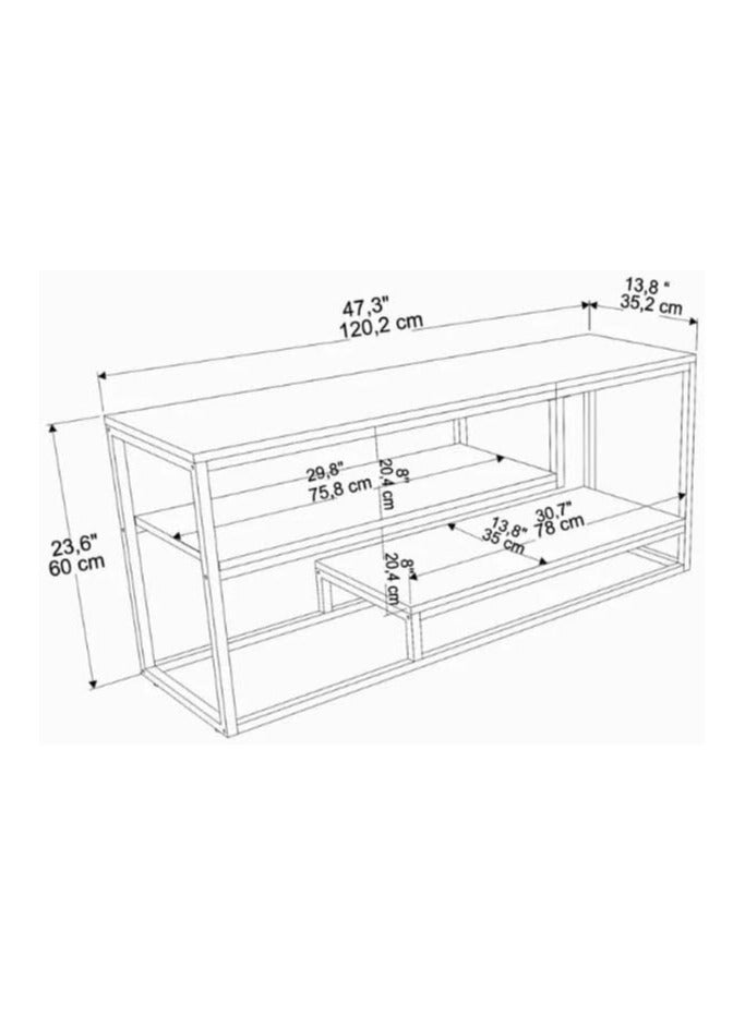LINGWEI Modern TV Stand with Metal Frame and Marble Shelves Television Stand Modern TV Table TV Bench Multifunctional TV Desk TV Table 120.2x60x35.2cm No Assembly Required - Image 4