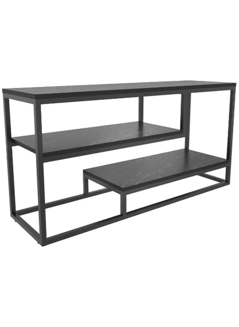 LINGWEI Modern TV Stand with Metal Frame and Marble Shelves Television Stand Modern TV Table TV Bench Multifunctional TV Desk TV Table 120.2x60x35.2cm No Assembly Required - Image 5