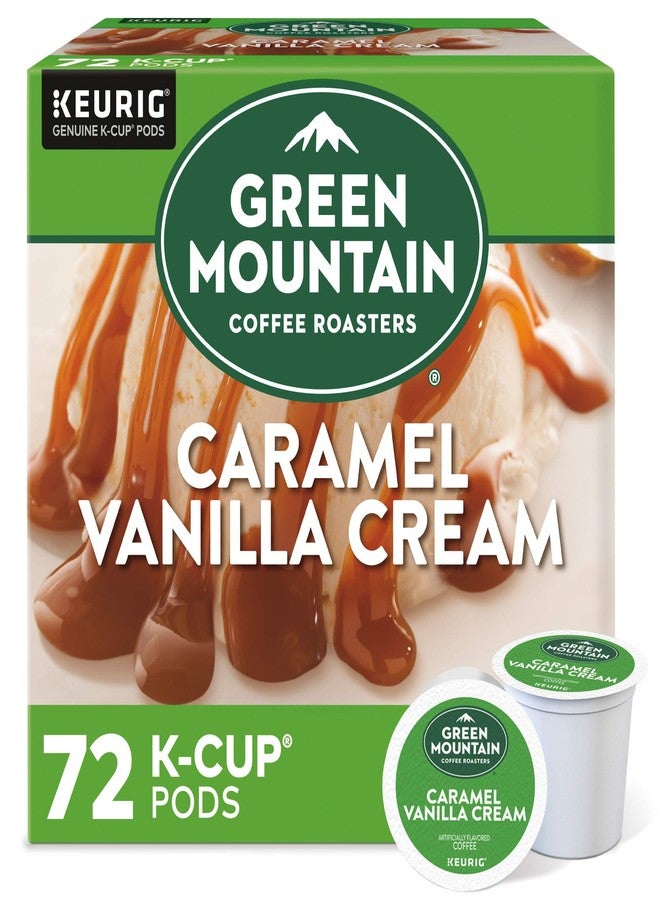 Green Mountain Coffee Roasters كبسولات قهوة جرين ماونتن كوفي روسترز بنكهة الكراميل والفانيليا والكريمة، من كيوريج، للاستخدام الفردي، قهوة محمصة خفيفة، 72 كبسولة - Image 1