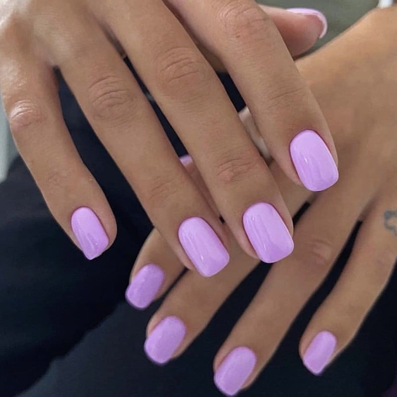 Border Handmade Wearable Nail Tips - Pure Color Short Style, Rectangle Shape, High-End Fake Nails Collection - Image 1
