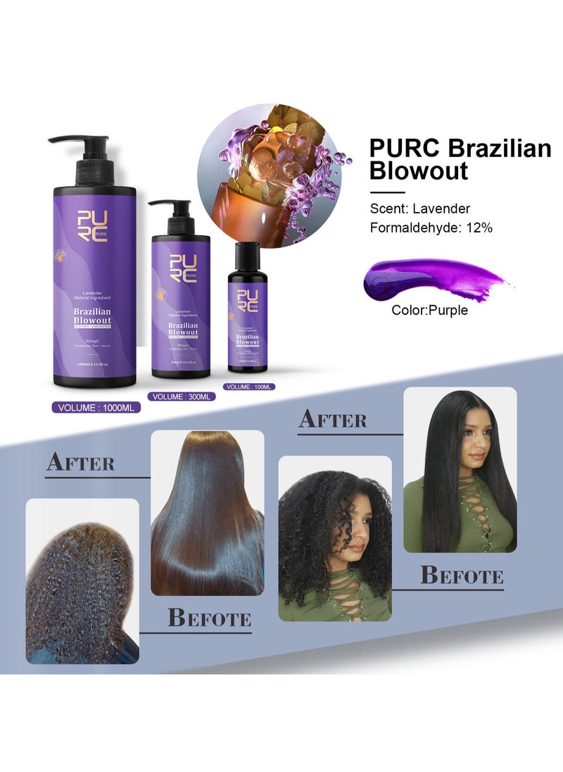 PURC - PURC straightening, softening, repairing and repairing frizz 1000mll Brazilian keratin repairing purple lavender Brazilian baking oil - Image 1