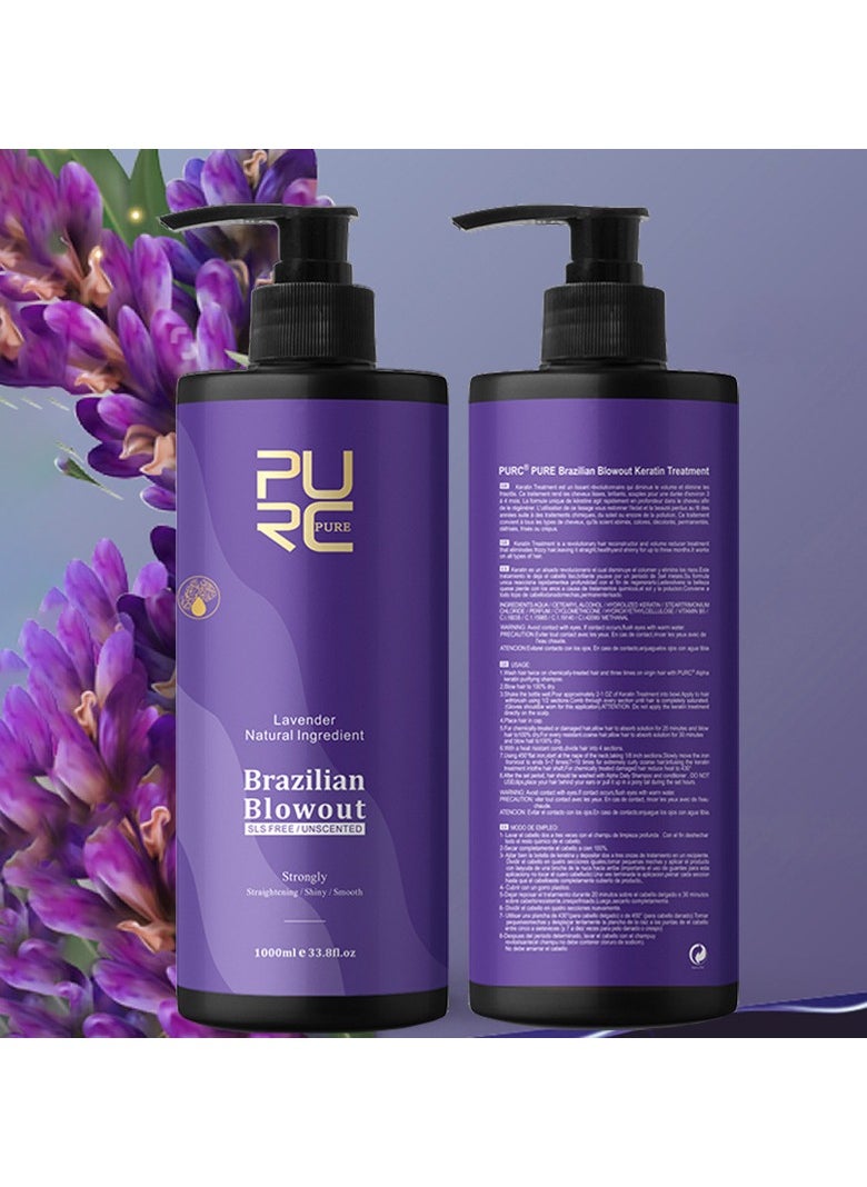 PURC - PURC straightening, softening, repairing and repairing frizz 1000mll Brazilian keratin repairing purple lavender Brazilian baking oil - Image 1