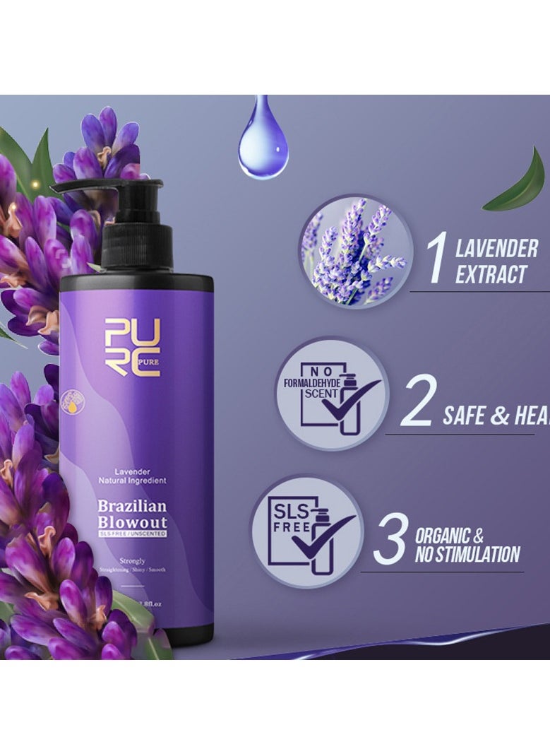 PURC - PURC straightening, softening, repairing and repairing frizz 1000mll Brazilian keratin repairing purple lavender Brazilian baking oil - Image 1