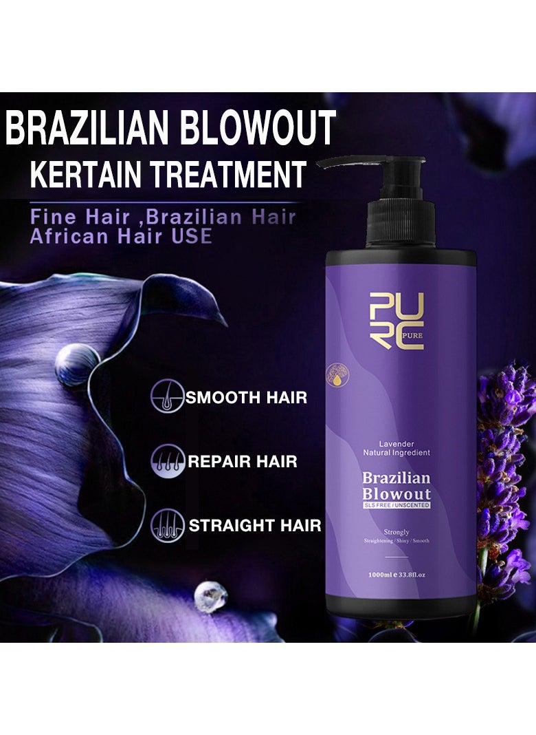 PURC - PURC straightening, softening, repairing and repairing frizz 1000mll Brazilian keratin repairing purple lavender Brazilian baking oil - Image 1