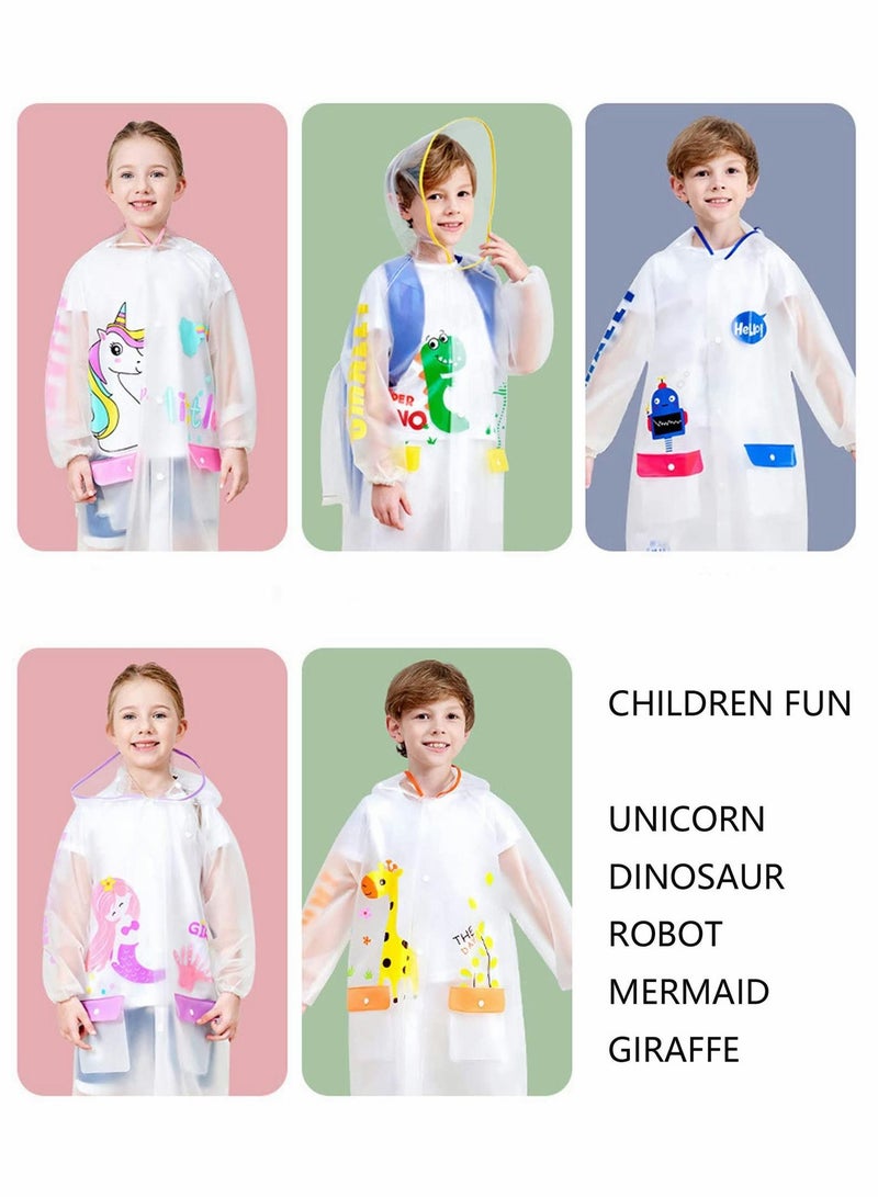 صن تاون معطف واقي من المطر بغطاء للرأس للبنات والأولاد معطف واق من المطر متين مقاوم للماء سترة واقية للأطفال ملابس ضد المطر شفافة كرتونية للأطفال حقيبة مدرسية جاكيت معطف - Image 2